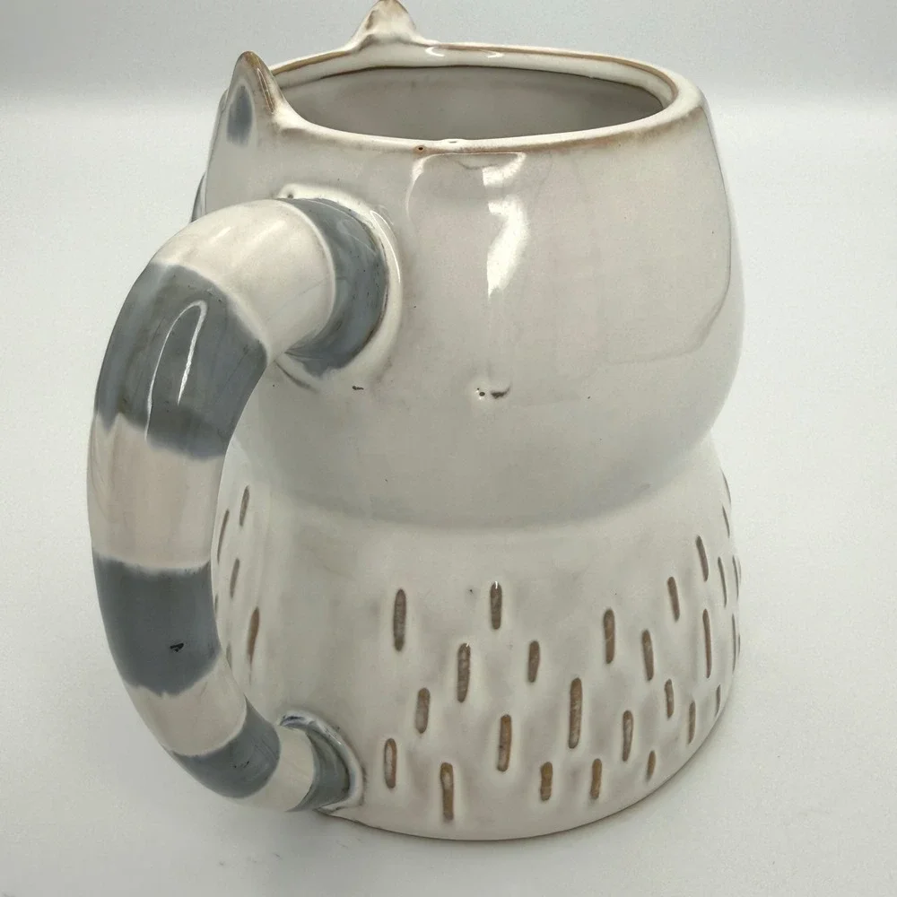 Ceramic Raccoon Coffee‎ Mug Gray White Animal Face Novelty Cup Cute
